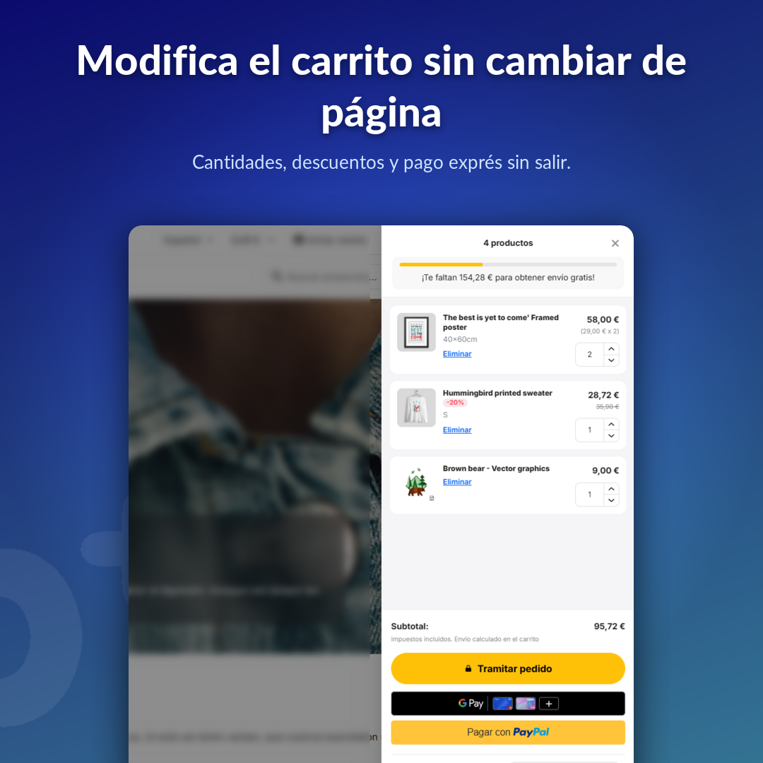 Modifica el carrito sin cambiar de página