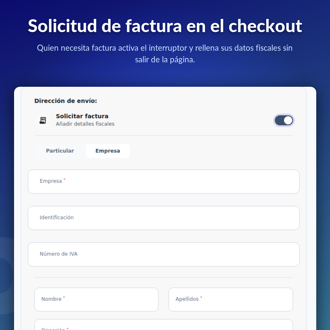 Solicitud de factura en el checkout