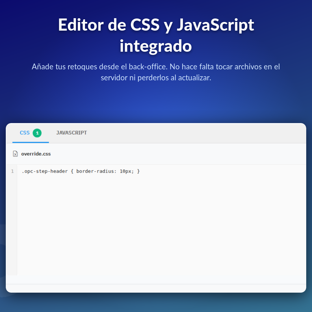 Editor de CSS y JavaScript integrado